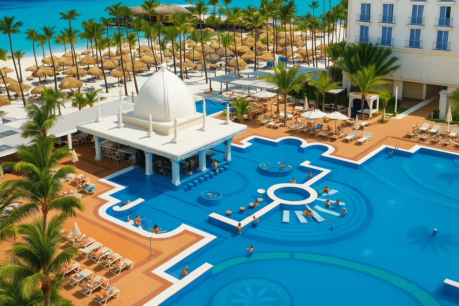 Elegant pool bar at a beachfront resort in Punta Cana