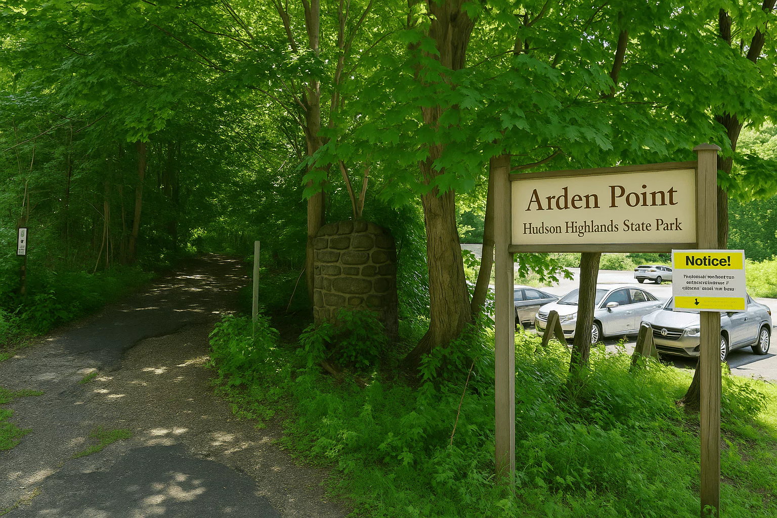 Entrance to Arden Point trail in Hudson Highlands State Park